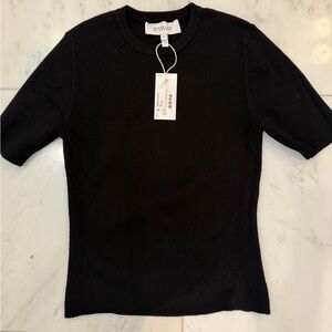 Derek Lam Black Short Sleeve Knit Top